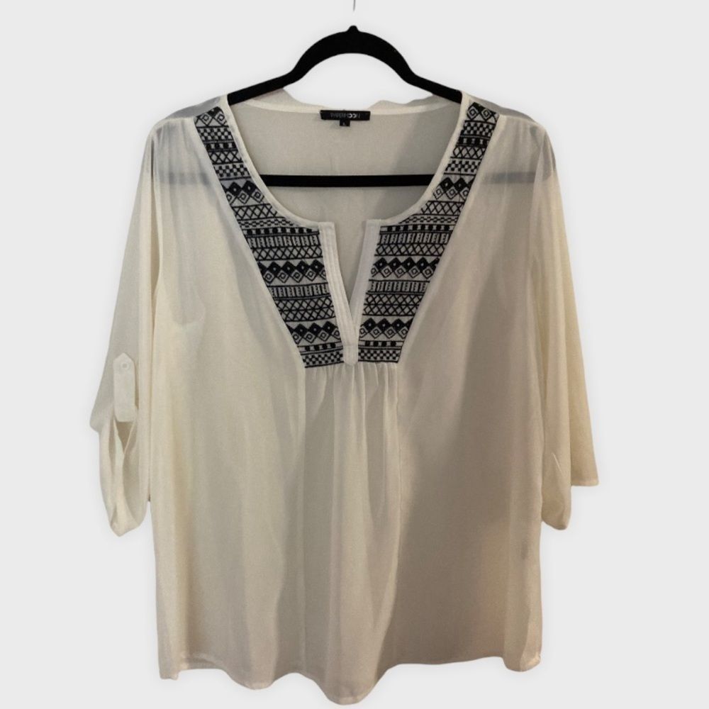 Papermoon (Stitch Fix) Sheer Embroidered Blouse
